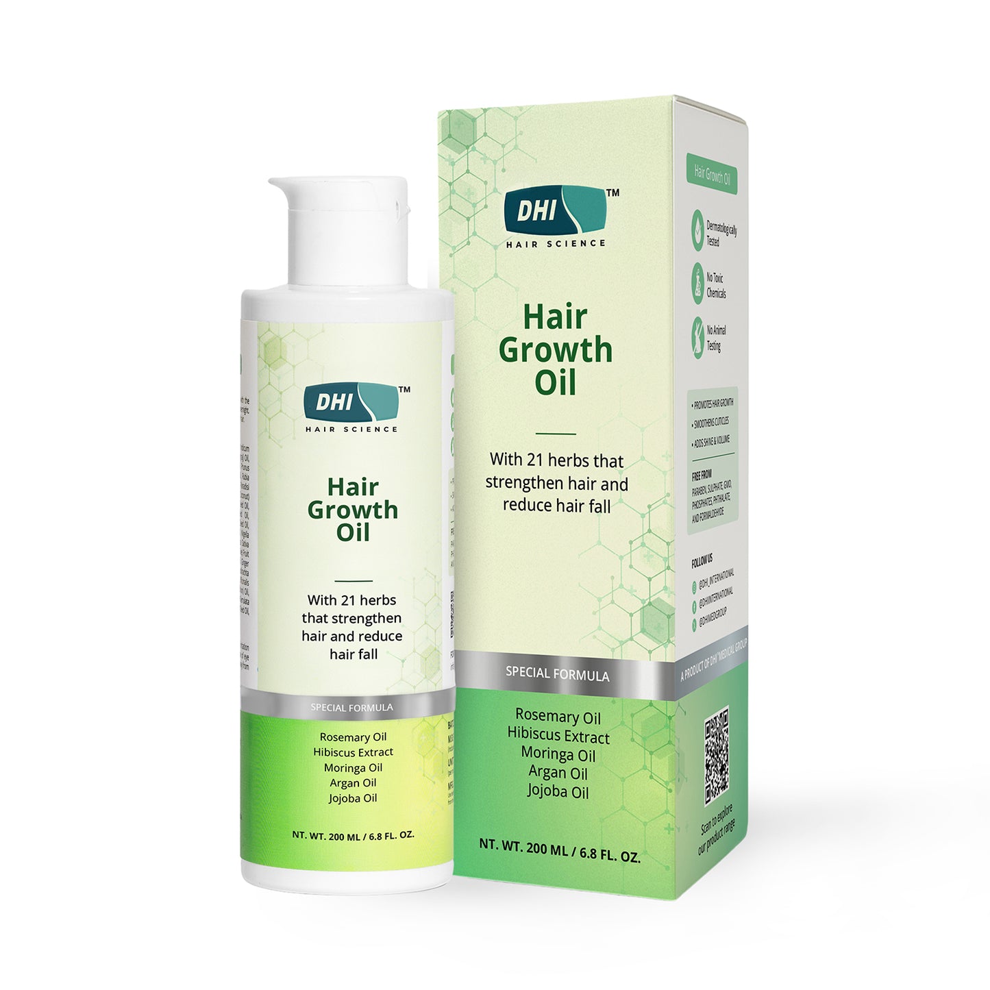 DHI Hair Growth Oil With 21 Natural Herbs | Hibiscus Extract |Strengthen Hair & Reduce Hair Fall | 200 ml
