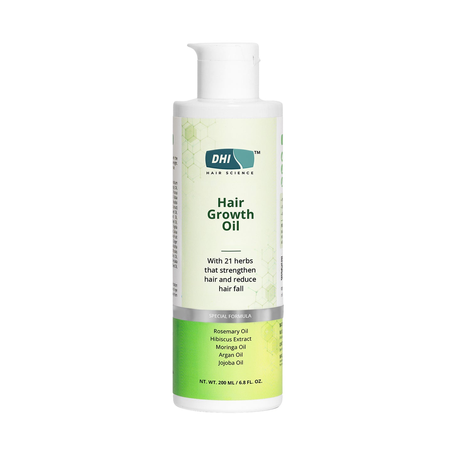 DHI Hair Growth Oil With 21 Natural Herbs | Hibiscus Extract |Strengthen Hair & Reduce Hair Fall | 200 ml