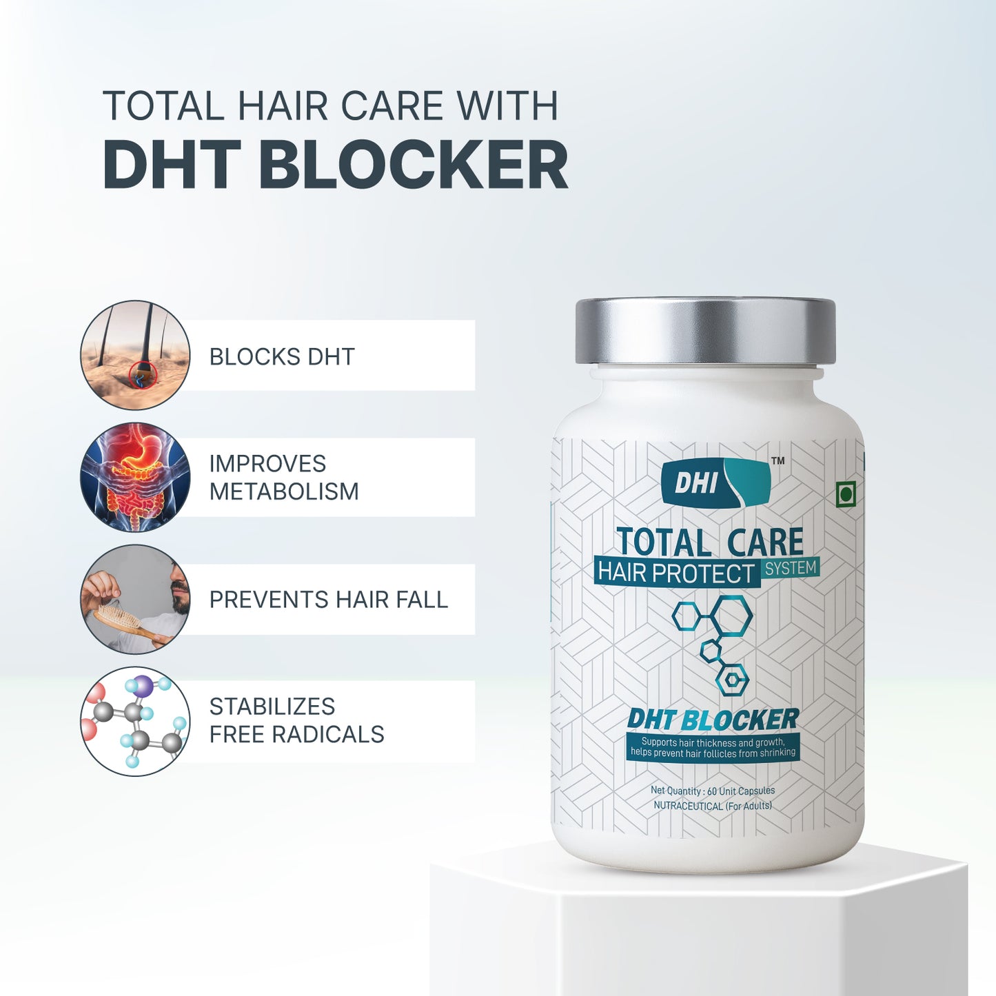 DHT Blocker with Stinging Nettle Extract | Pumpkin Seed Extract| 60 Capsules