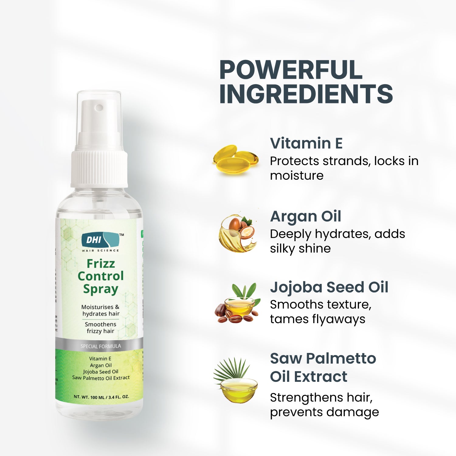 Frizz Control Spray with Argan & Saw Palmetto | 100 ml
