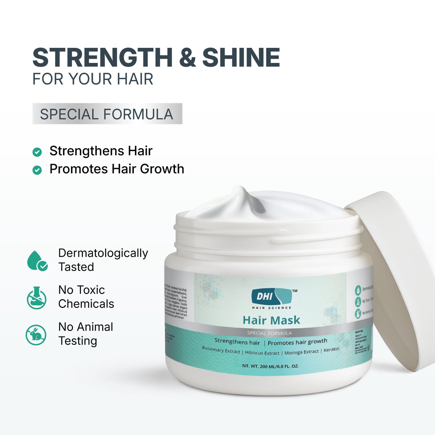 Hair Mask with Moringa, Keratin, Hibiscus & Rosemary | 200 ml