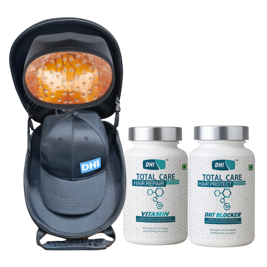 Hair Growth Kit |DHI Laser Cap with 108 Laser Diodes | Hair Vitamins - 60 Capsules | DHT Blocker - 60 Capsules