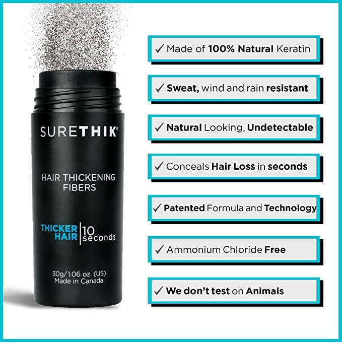 SureThik Hair Thickening Fibers - Natural - For Thicker Looking Hair - Building Fibers - 30 gm (Medium Brown) SureThik Hair Thickening Fibers - Natural - For Thicker Looking Hair - Building Fibers - 30 gm (Medium Brown)