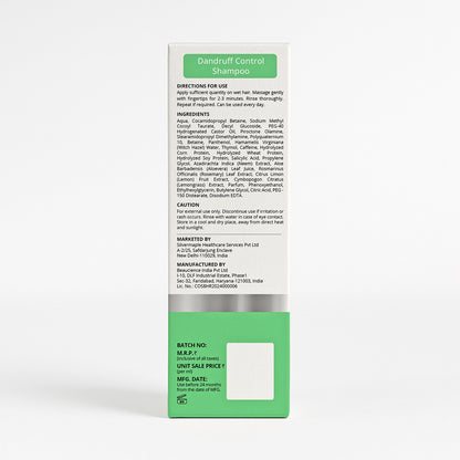 DHI Dandruff Control Shampoo with Piroctone Olamine, Salicylic Acid, Neem Extract, Caffeine & Keratin | 200 ml