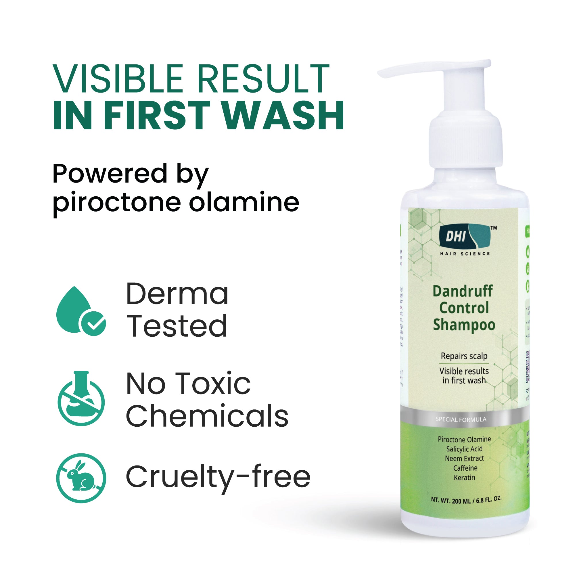 Dandruff Control Shampoo with Piroctone Olamine, Salicylic Acid & Neem | 200 ml