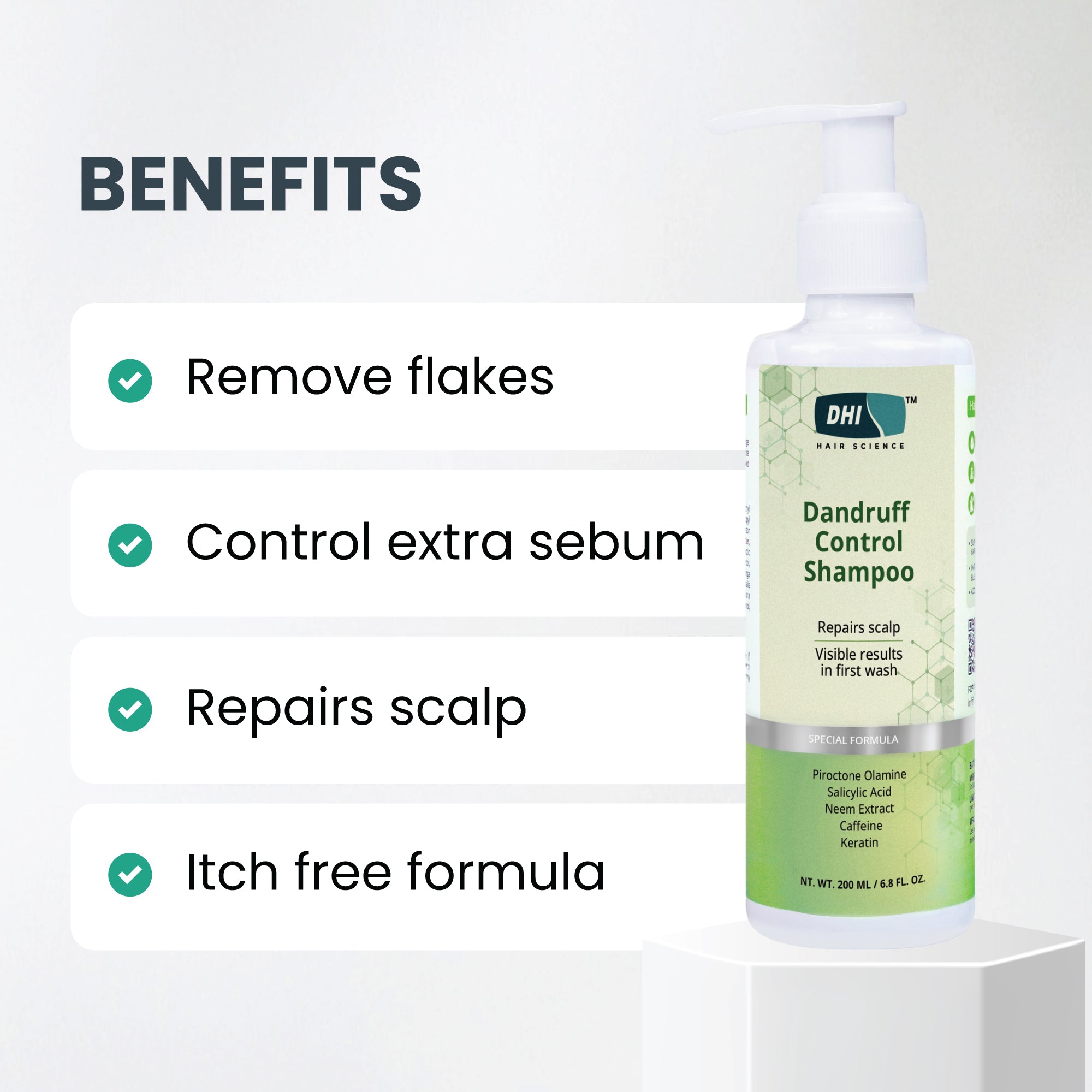 Dandruff Control Shampoo with Piroctone Olamine, Salicylic Acid & Neem | 200 ml