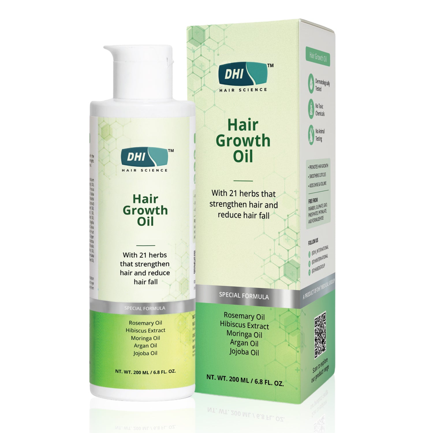 Hair Growth Oil with 21 Herbs, included Rosemary, Hibiscus | 200 ml