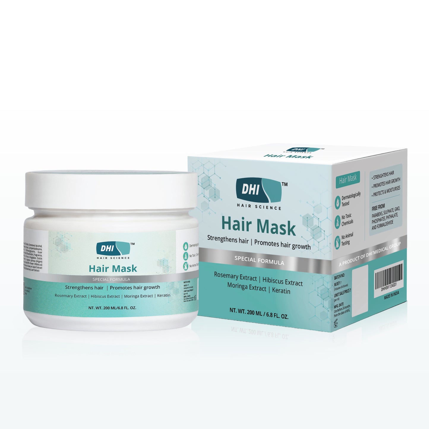 Hair Mask with Moringa, Keratin, Hibiscus & Rosemary | 200 ml