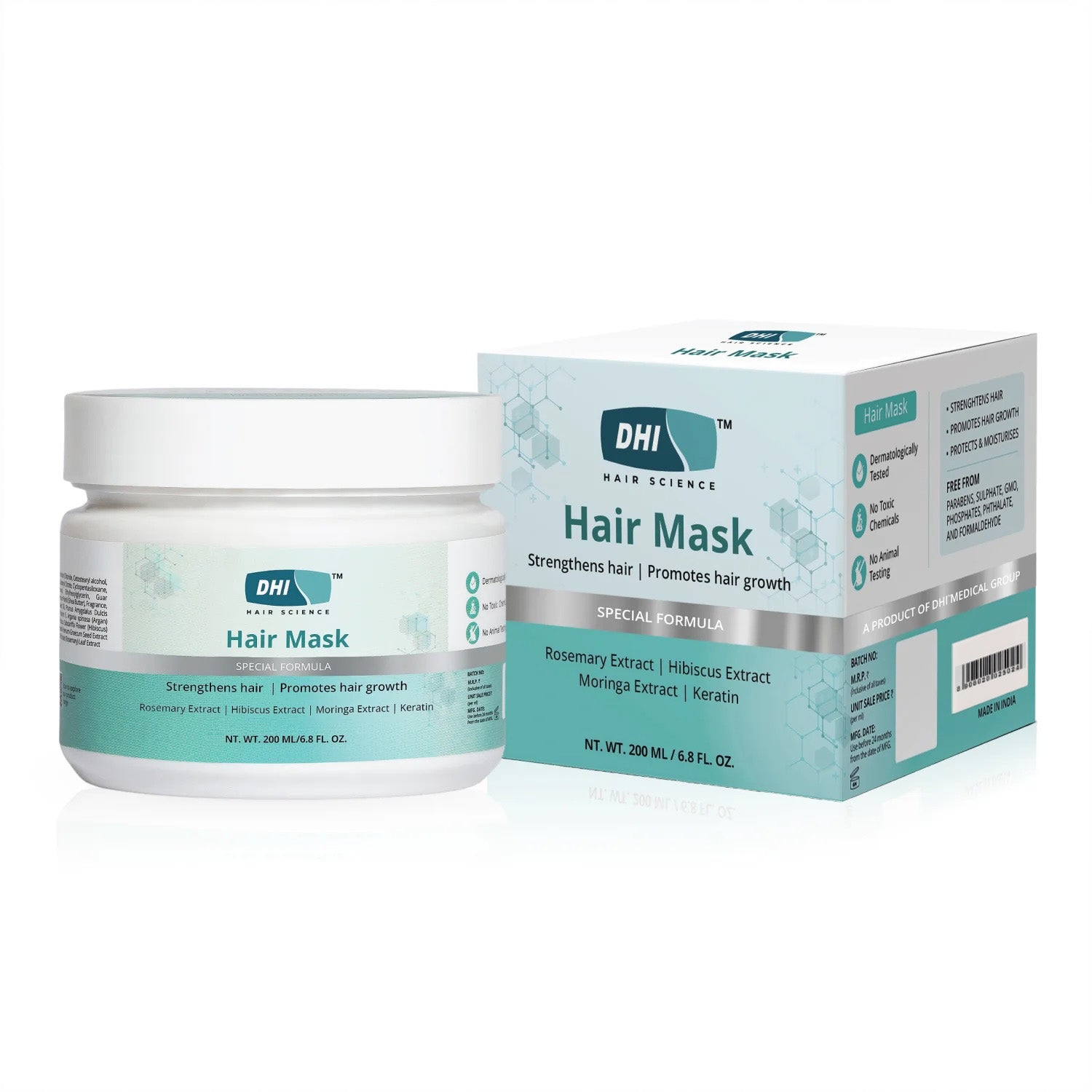 Hair Mask with Moringa, Keratin, Hibiscus & Rosemary | 200 ml