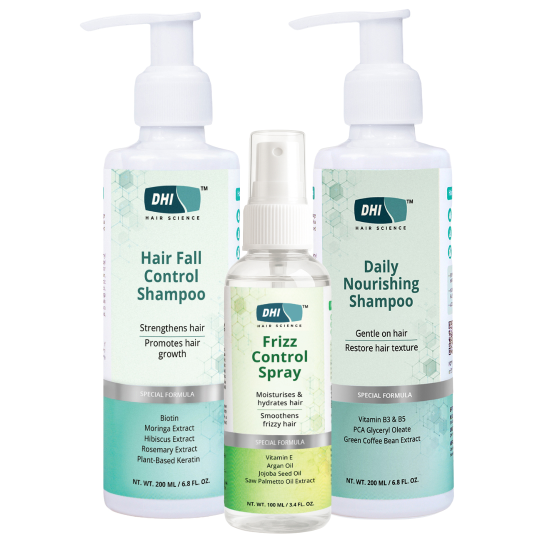 Hair Fall Control Shampoo 200ml + Daily Nourishing Shampoo 200ml + (Frizz Control Spray 100ml Free)