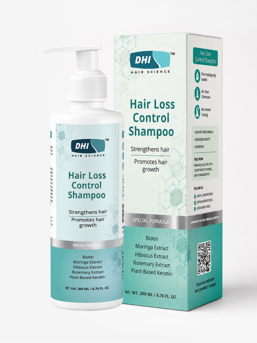 Hair Loss Control Shampoo with Plant based Biotin, Moringa & Rosemary | 200 ml