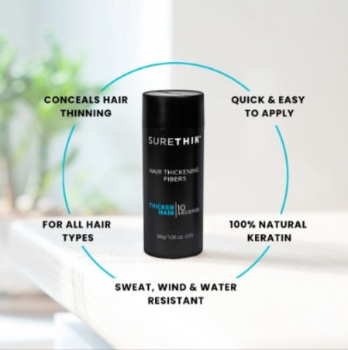 SureThik Hair Thickening Fibers - Natural - For Thicker Looking Hair - Building Fibers - 30 gm (Dark Brown)